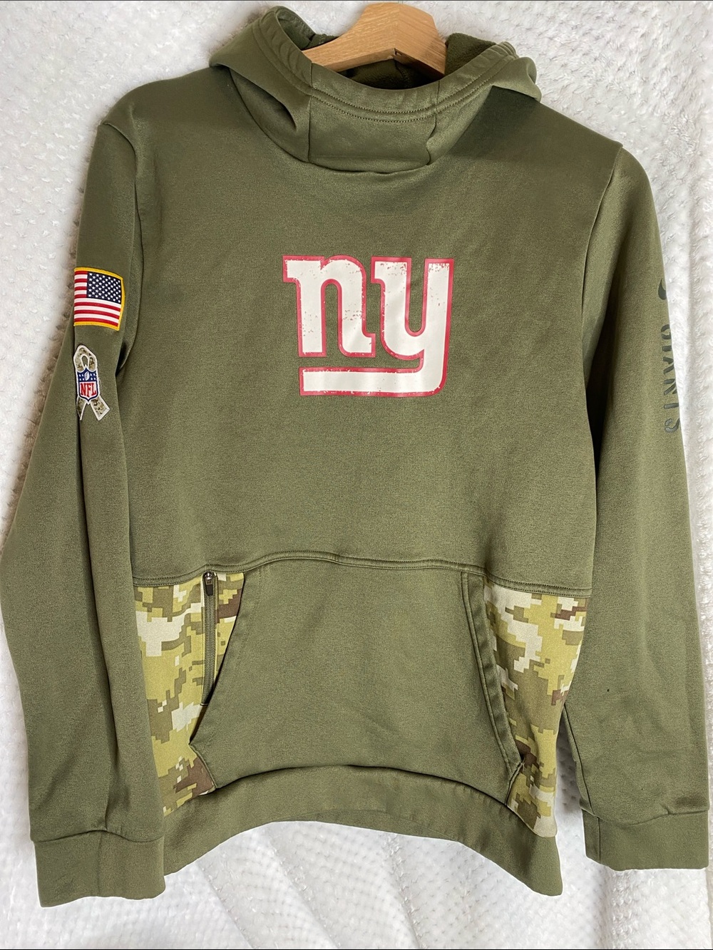 Nike NFL New York Giants Olive Green Camo Accent Hoodie